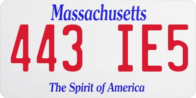 MA license plate 443IE5