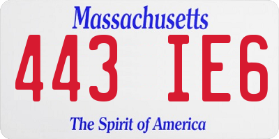 MA license plate 443IE6