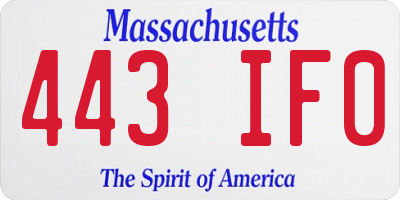 MA license plate 443IF0