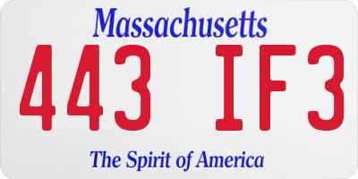 MA license plate 443IF3