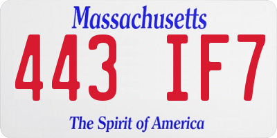 MA license plate 443IF7