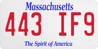 MA license plate 443IF9