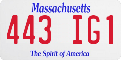 MA license plate 443IG1