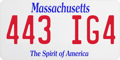MA license plate 443IG4