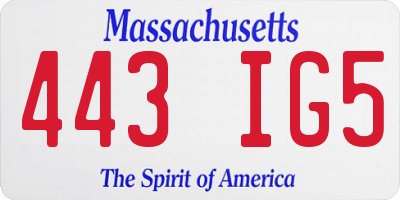 MA license plate 443IG5