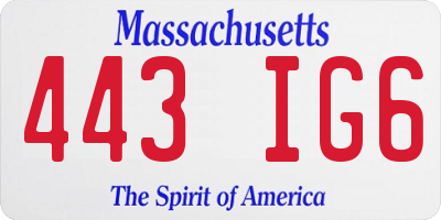 MA license plate 443IG6