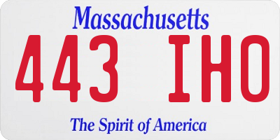 MA license plate 443IH0