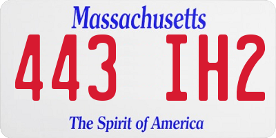 MA license plate 443IH2