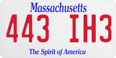 MA license plate 443IH3