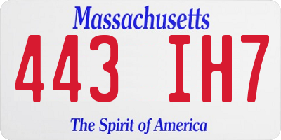 MA license plate 443IH7