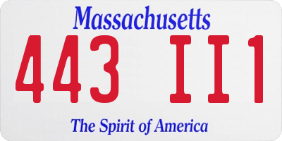 MA license plate 443II1