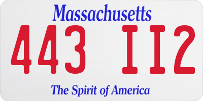 MA license plate 443II2