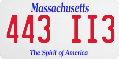 MA license plate 443II3