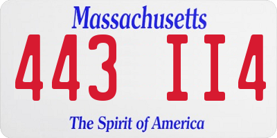 MA license plate 443II4