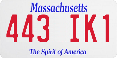 MA license plate 443IK1