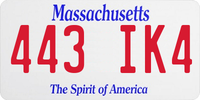MA license plate 443IK4