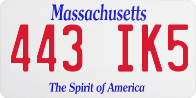 MA license plate 443IK5