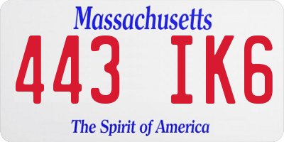 MA license plate 443IK6