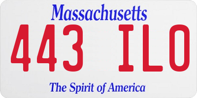 MA license plate 443IL0