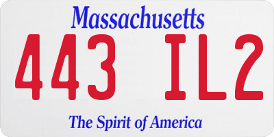 MA license plate 443IL2