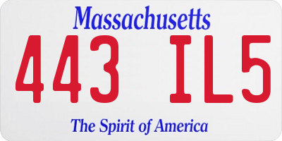 MA license plate 443IL5