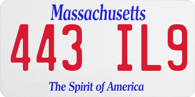 MA license plate 443IL9