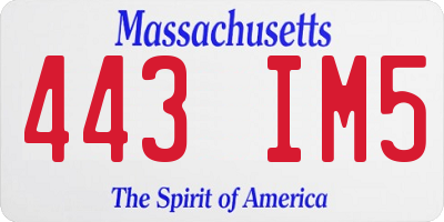 MA license plate 443IM5