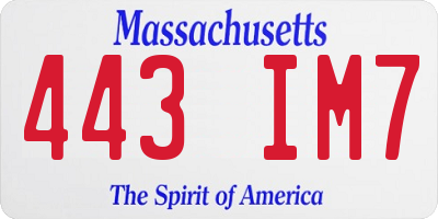 MA license plate 443IM7