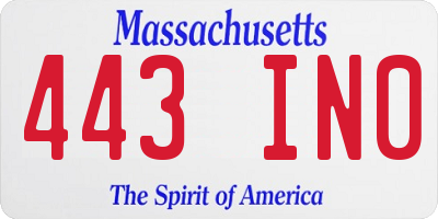 MA license plate 443IN0