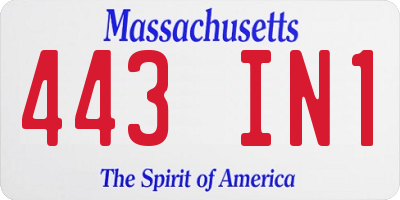 MA license plate 443IN1