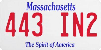 MA license plate 443IN2
