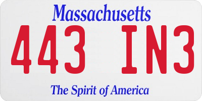 MA license plate 443IN3