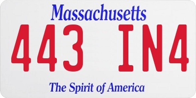 MA license plate 443IN4