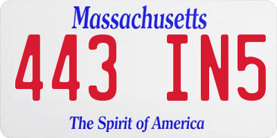 MA license plate 443IN5