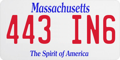 MA license plate 443IN6
