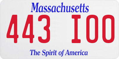 MA license plate 443IO0