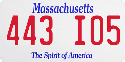 MA license plate 443IO5
