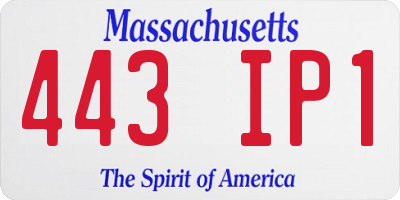 MA license plate 443IP1