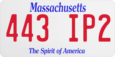 MA license plate 443IP2