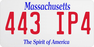 MA license plate 443IP4