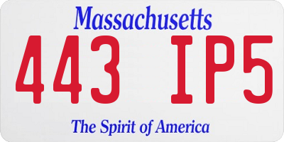 MA license plate 443IP5