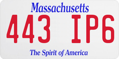 MA license plate 443IP6