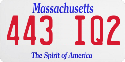 MA license plate 443IQ2