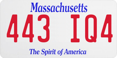 MA license plate 443IQ4