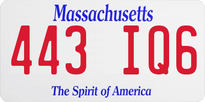 MA license plate 443IQ6