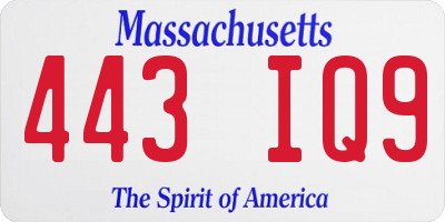 MA license plate 443IQ9