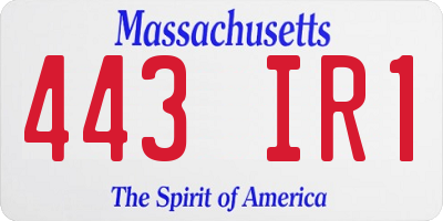 MA license plate 443IR1