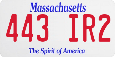 MA license plate 443IR2