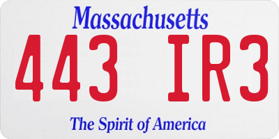 MA license plate 443IR3