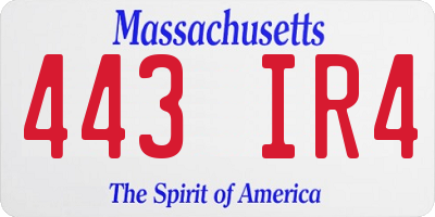 MA license plate 443IR4